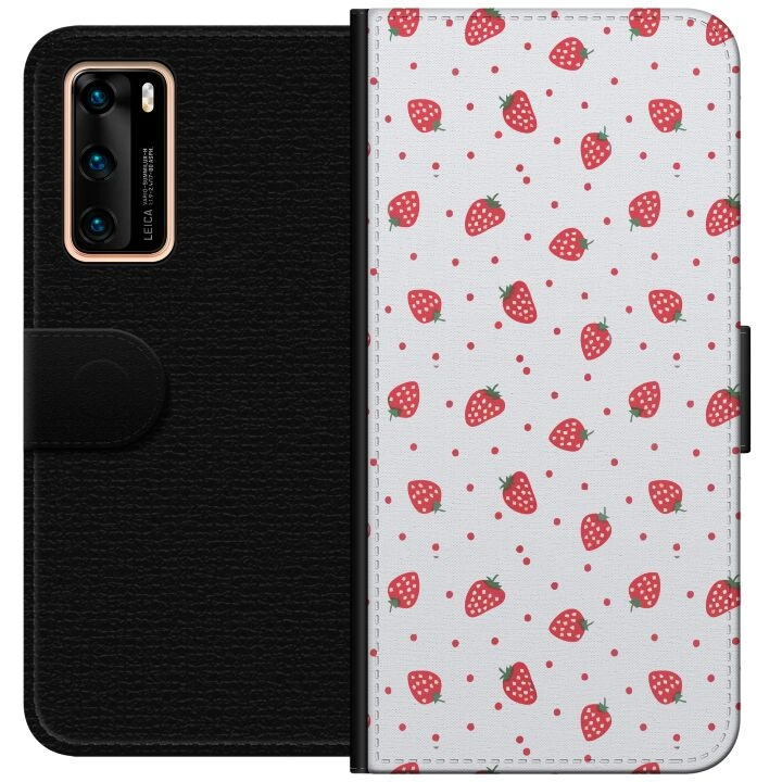 Portemonnee-hoesje voor Huawei P40 met Aardbeien ontwerp in de groep SMARTPHONE & TABLETS / Mobielbescherming / Huawei/Honor bij TP E-commerce Nordic AB (A53338)