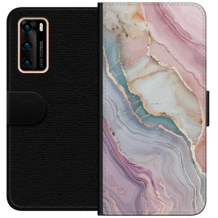 Portemonnee-hoesje voor Huawei P40 met Marmer ontwerp in de groep SMARTPHONE & TABLETS / Mobielbescherming / Huawei/Honor bij TP E-commerce Nordic AB (A53343)