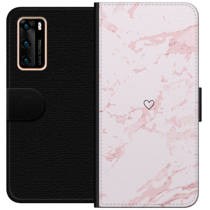 Portemonnee-hoesje voor Huawei P40 met Roze Hart ontwerp in de groep SMARTPHONE & TABLETS / Mobielbescherming / Huawei/Honor bij TP E-commerce Nordic AB (A53344)