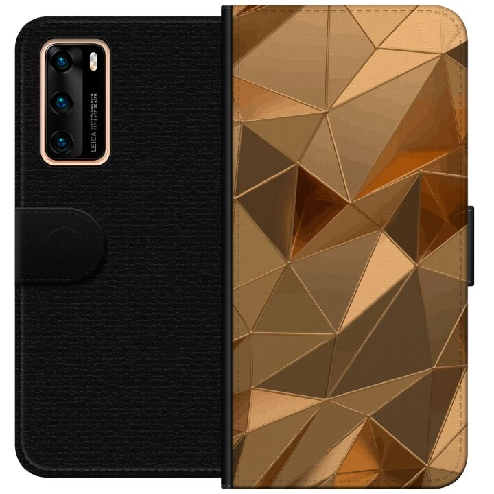 Portemonnee-hoesje voor Huawei P40 met 3D Goud ontwerp in de groep SMARTPHONE & TABLETS / Mobielbescherming / Huawei/Honor bij TP E-commerce Nordic AB (A53345)