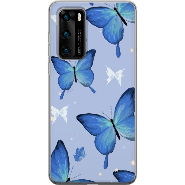 Mobiele hoes voor Huawei P40 met Blauwe vlinders ontwerp in de groep SMARTPHONE & TABLETS / Mobielbescherming / Huawei/Honor bij TP E-commerce Nordic AB (A53364)