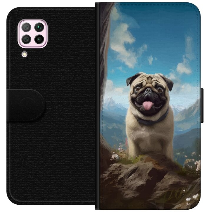 Portemonnee-hoesje voor Huawei P40 lite met Blije Hond ontwerp in de groep SMARTPHONE & TABLETS / Mobielbescherming / Huawei/Honor bij TP E-commerce Nordic AB (A53393)