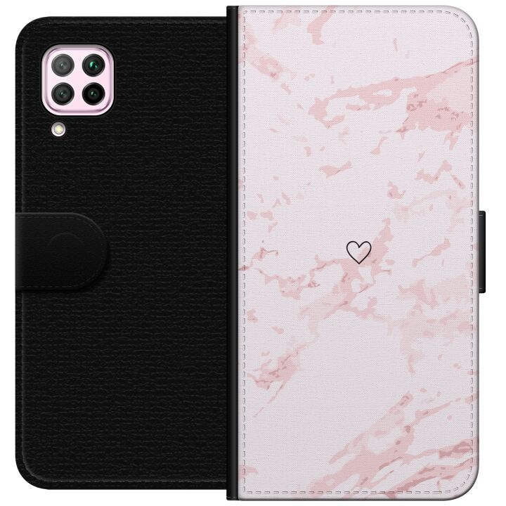 Portemonnee-hoesje voor Huawei P40 lite met Roze Hart ontwerp in de groep SMARTPHONE & TABLETS / Mobielbescherming / Huawei/Honor bij TP E-commerce Nordic AB (A53398)