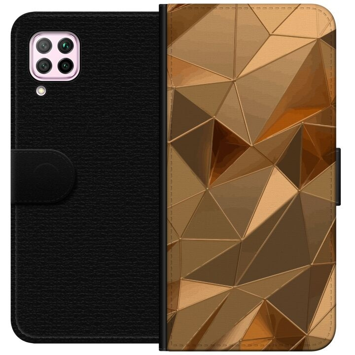 Portemonnee-hoesje voor Huawei P40 lite met 3D Goud ontwerp in de groep SMARTPHONE & TABLETS / Mobielbescherming / Huawei/Honor bij TP E-commerce Nordic AB (A53399)