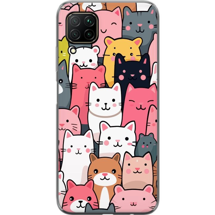 Mobiele hoes voor Huawei P40 lite met Kattenpatroon ontwerp in de groep SMARTPHONE & TABLETS / Mobielbescherming / Huawei/Honor bij TP E-commerce Nordic AB (A53410)