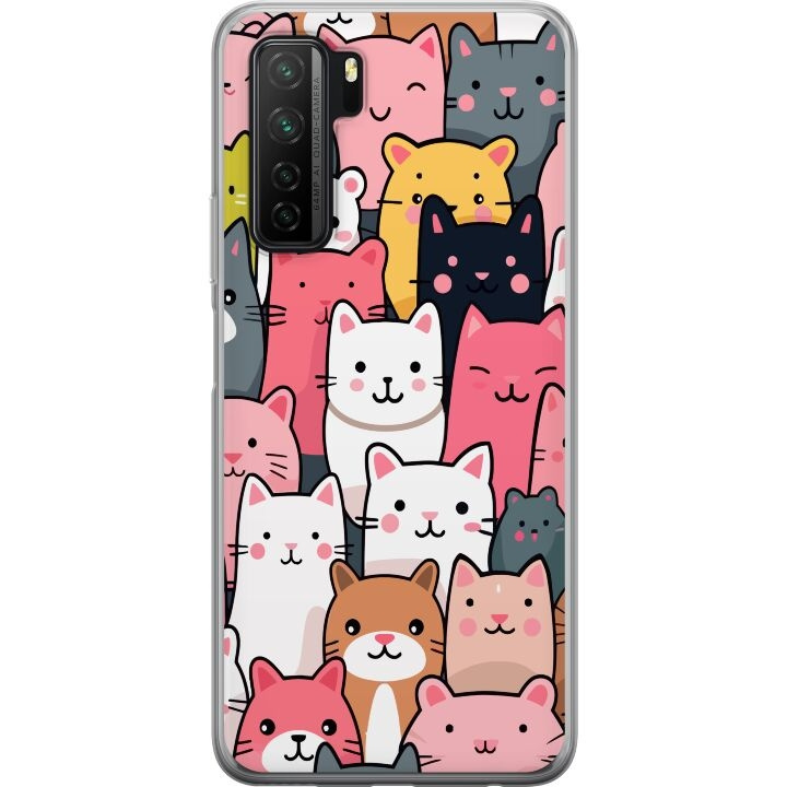 Mobiele hoes voor Huawei P40 lite 5G met Kattenpatroon ontwerp in de groep SMARTPHONE & TABLETS / Mobielbescherming / Huawei/Honor bij TP E-commerce Nordic AB (A53437)