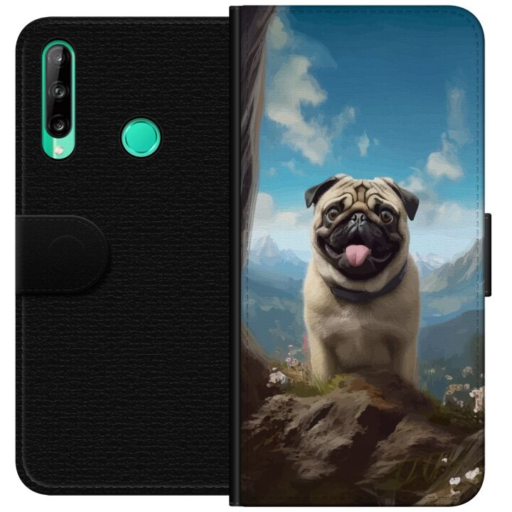 Portemonnee-hoesje voor Huawei P40 lite E met Blije Hond ontwerp in de groep SMARTPHONE & TABLETS / Mobielbescherming / Huawei/Honor bij TP E-commerce Nordic AB (A53474)