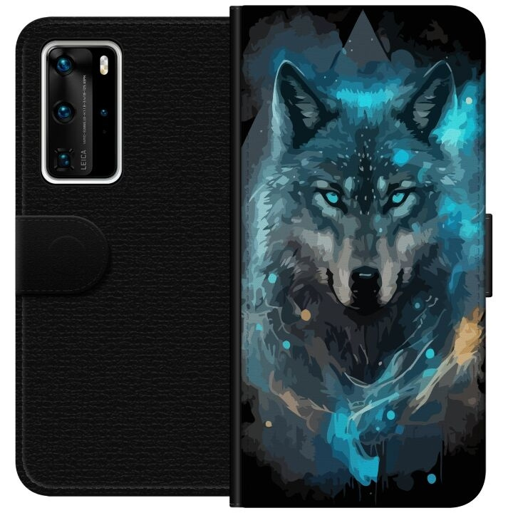 Portemonnee-hoesje voor Huawei P40 Pro met Wolf ontwerp in de groep SMARTPHONE & TABLETS / Mobielbescherming / Huawei/Honor bij TP E-commerce Nordic AB (A53515)