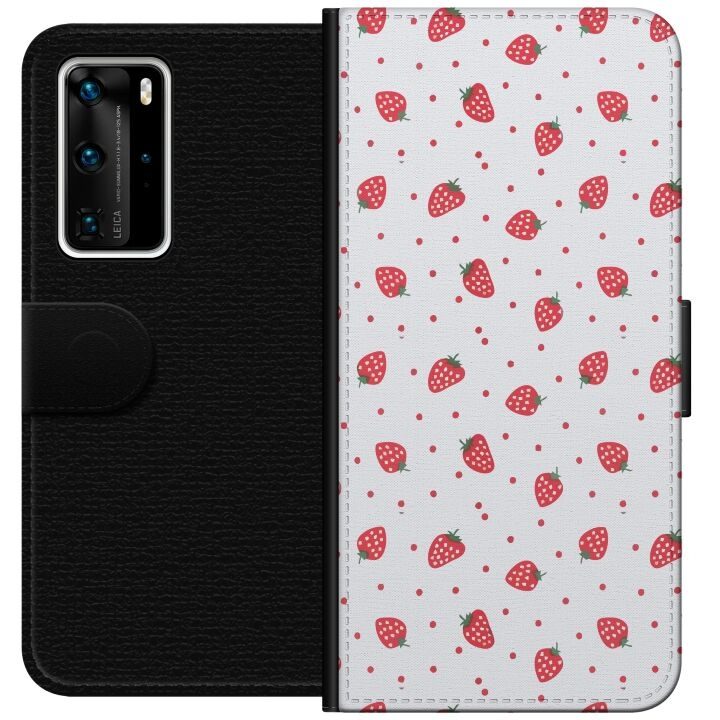 Portemonnee-hoesje voor Huawei P40 Pro met Aardbeien ontwerp in de groep SMARTPHONE & TABLETS / Mobielbescherming / Huawei/Honor bij TP E-commerce Nordic AB (A53527)