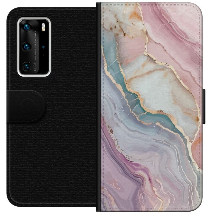 Portemonnee-hoesje voor Huawei P40 Pro met Marmer ontwerp in de groep SMARTPHONE & TABLETS / Mobielbescherming / Huawei/Honor bij TP E-commerce Nordic AB (A53532)