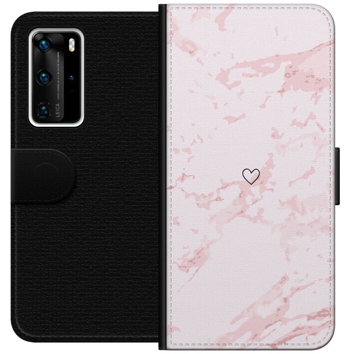 Portemonnee-hoesje voor Huawei P40 Pro met Roze Hart ontwerp in de groep SMARTPHONE & TABLETS / Mobielbescherming / Huawei/Honor bij TP E-commerce Nordic AB (A53533)