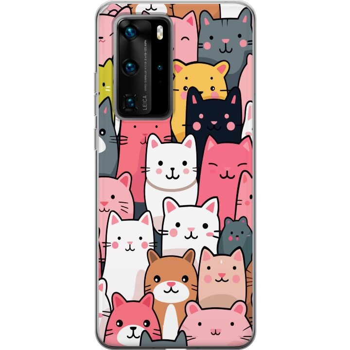 Mobiele hoes voor Huawei P40 Pro met Kattenpatroon ontwerp in de groep SMARTPHONE & TABLETS / Mobielbescherming / Huawei/Honor bij TP E-commerce Nordic AB (A53545)