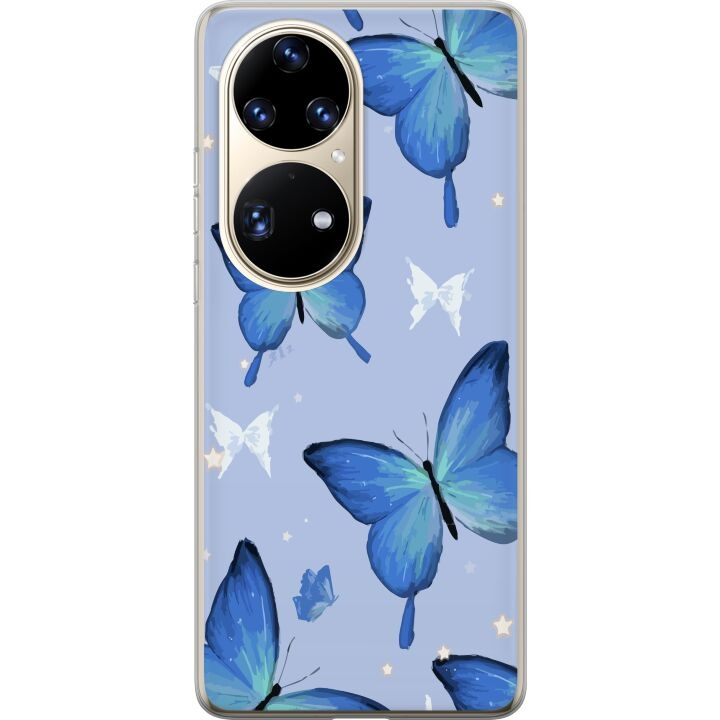 Mobiele hoes voor Huawei P50 Pro met Blauwe vlinders ontwerp in de groep SMARTPHONE & TABLETS / Mobielbescherming / Huawei/Honor bij TP E-commerce Nordic AB (A53580)