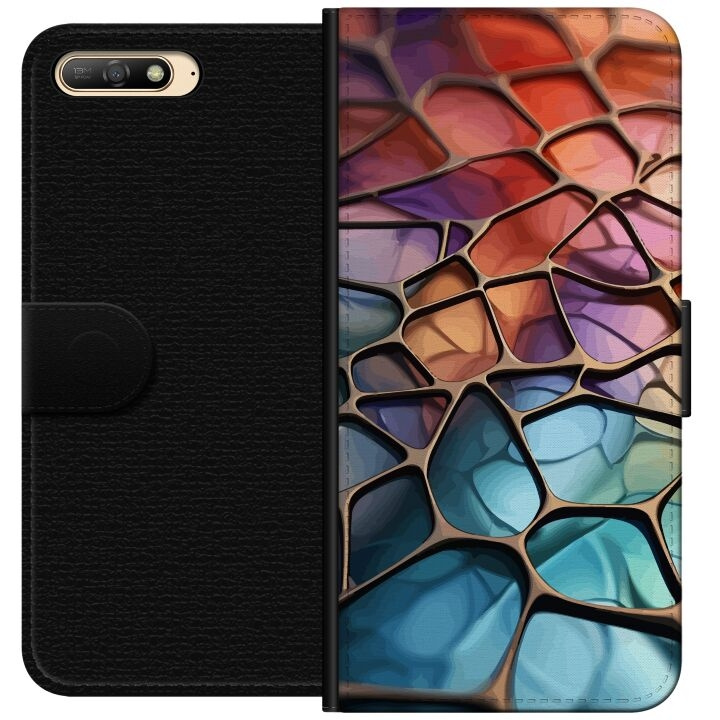 Portemonnee-hoesje voor Huawei Y6 (2018) met Metallic patroon ontwerp in de groep SMARTPHONE & TABLETS / Mobielbescherming / Huawei/Honor bij TP E-commerce Nordic AB (A53734)