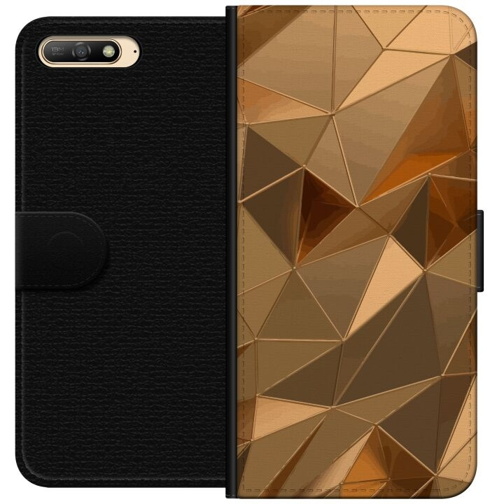 Portemonnee-hoesje voor Huawei Y6 (2018) met 3D Goud ontwerp in de groep SMARTPHONE & TABLETS / Mobielbescherming / Huawei/Honor bij TP E-commerce Nordic AB (A53748)