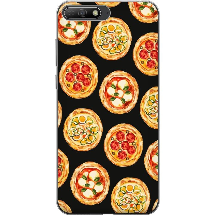 Mobiele hoes voor Huawei Y6 (2018) met Pizza ontwerp in de groep SMARTPHONE & TABLETS / Mobielbescherming / Huawei/Honor bij TP E-commerce Nordic AB (A53764)