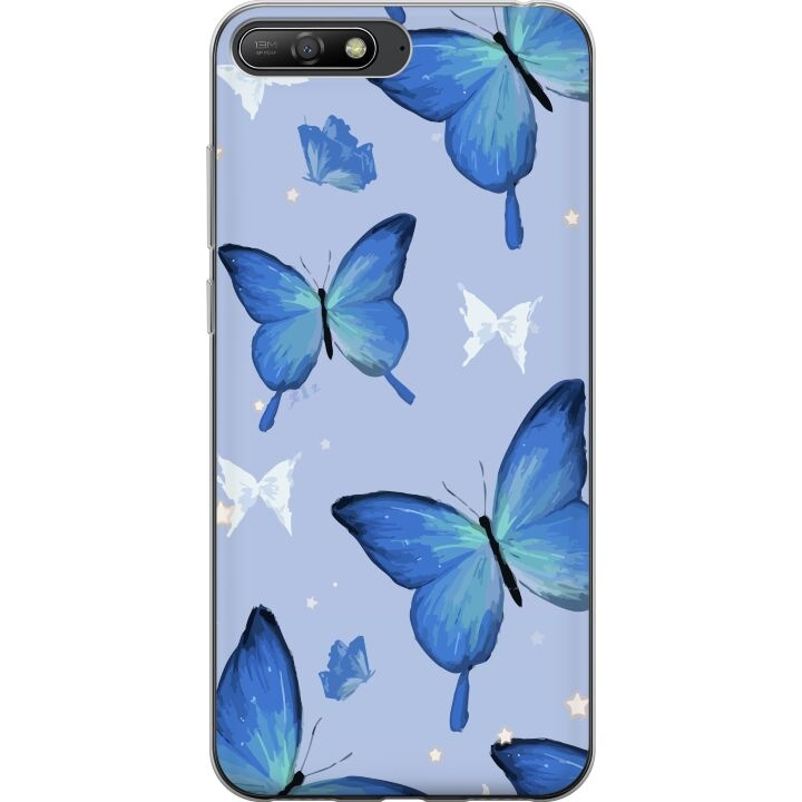 Mobiele hoes voor Huawei Y6 (2018) met Blauwe vlinders ontwerp in de groep SMARTPHONE & TABLETS / Mobielbescherming / Huawei/Honor bij TP E-commerce Nordic AB (A53767)