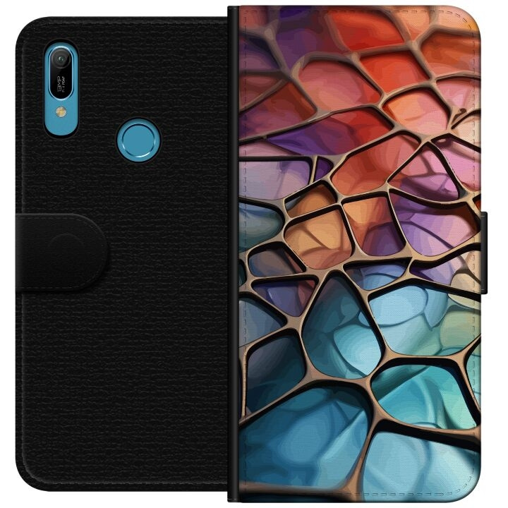 Portemonnee-hoesje voor Huawei Y6 (2019) met Metallic patroon ontwerp in de groep SMARTPHONE & TABLETS / Mobielbescherming / Huawei/Honor bij TP E-commerce Nordic AB (A53787)