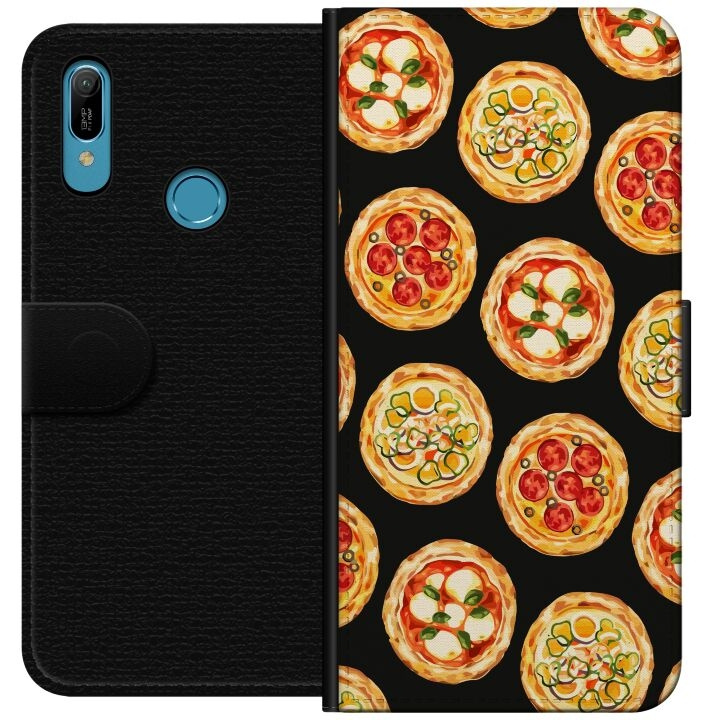 Portemonnee-hoesje voor Huawei Y6 (2019) met Pizza ontwerp in de groep SMARTPHONE & TABLETS / Mobielbescherming / Huawei/Honor bij TP E-commerce Nordic AB (A53790)