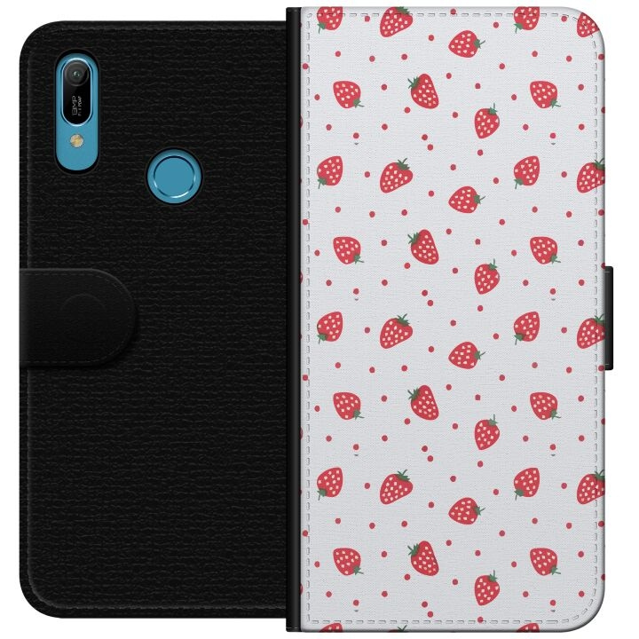 Portemonnee-hoesje voor Huawei Y6 (2019) met Aardbeien ontwerp in de groep SMARTPHONE & TABLETS / Mobielbescherming / Huawei/Honor bij TP E-commerce Nordic AB (A53794)