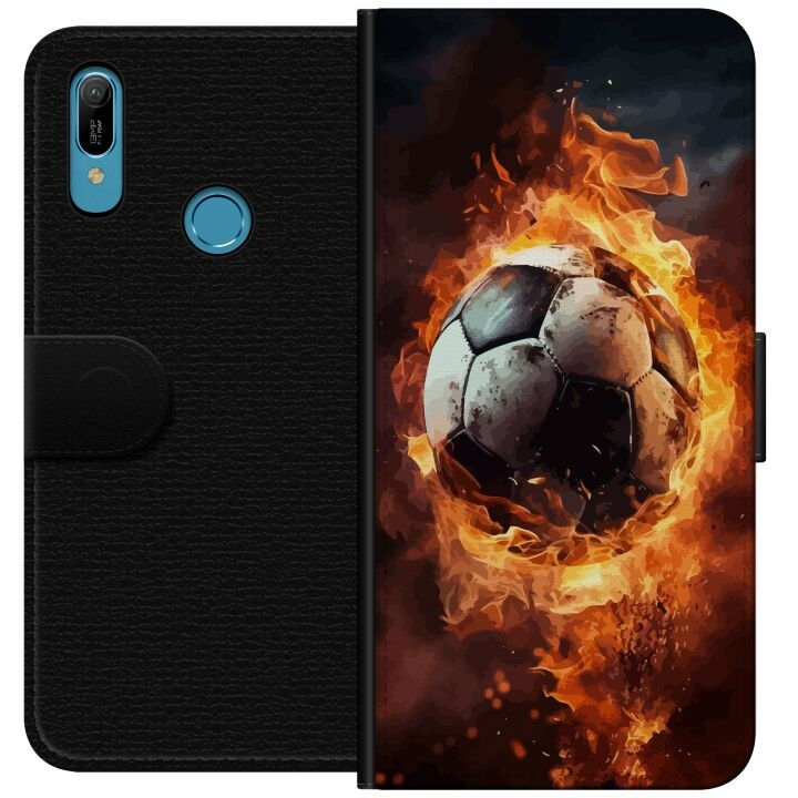 Portemonnee-hoesje voor Huawei Y6 (2019) met Voetbal ontwerp in de groep SMARTPHONE & TABLETS / Mobielbescherming / Huawei/Honor bij TP E-commerce Nordic AB (A53798)