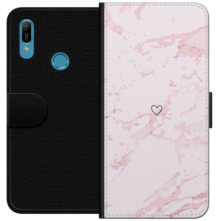 Portemonnee-hoesje voor Huawei Y6 (2019) met Roze Hart ontwerp in de groep SMARTPHONE & TABLETS / Mobielbescherming / Huawei/Honor bij TP E-commerce Nordic AB (A53800)