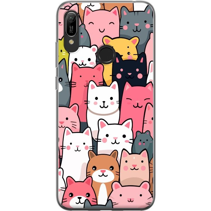 Mobiele hoes voor Huawei Y6 (2019) met Kattenpatroon ontwerp in de groep SMARTPHONE & TABLETS / Mobielbescherming / Huawei/Honor bij TP E-commerce Nordic AB (A53812)