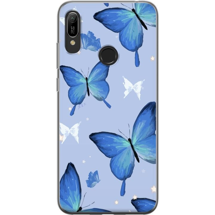 Mobiele hoes voor Huawei Y6 (2019) met Blauwe vlinders ontwerp in de groep SMARTPHONE & TABLETS / Mobielbescherming / Huawei/Honor bij TP E-commerce Nordic AB (A53820)