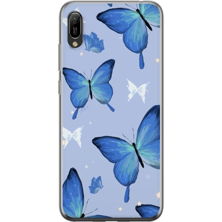 Mobiele hoes voor Huawei Y6 Pro (2019) met Blauwe vlinders ontwerp in de groep SMARTPHONE & TABLETS / Mobielbescherming / Huawei/Honor bij TP E-commerce Nordic AB (A53872)