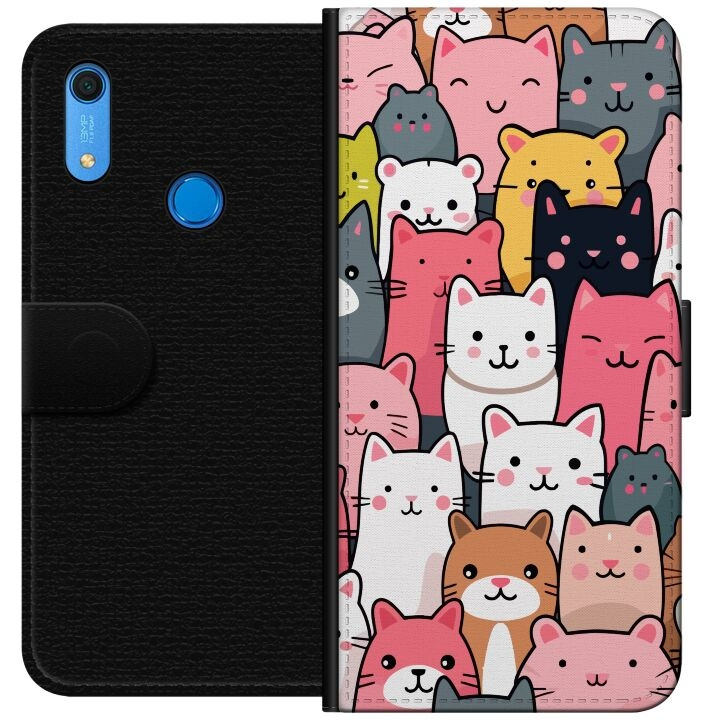 Portemonnee-hoesje voor Huawei Y6s (2019) met Kattenpatroon ontwerp in de groep SMARTPHONE & TABLETS / Mobielbescherming / Huawei/Honor bij TP E-commerce Nordic AB (A53890)