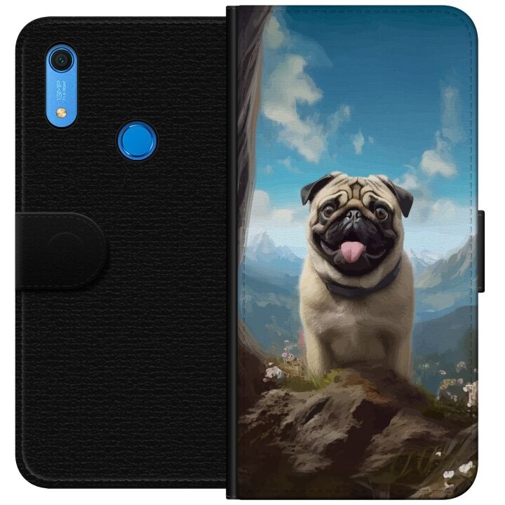 Portemonnee-hoesje voor Huawei Y6s (2019) met Blije Hond ontwerp in de groep SMARTPHONE & TABLETS / Mobielbescherming / Huawei/Honor bij TP E-commerce Nordic AB (A53900)