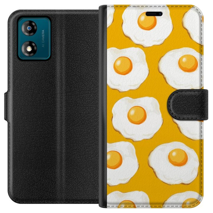 Portemonnee-hoesje voor Motorola Moto E13 met Gebakken ei ontwerp in de groep SMARTPHONE & TABLETS / Mobielbescherming / Motorola bij TP E-commerce Nordic AB (A53965)