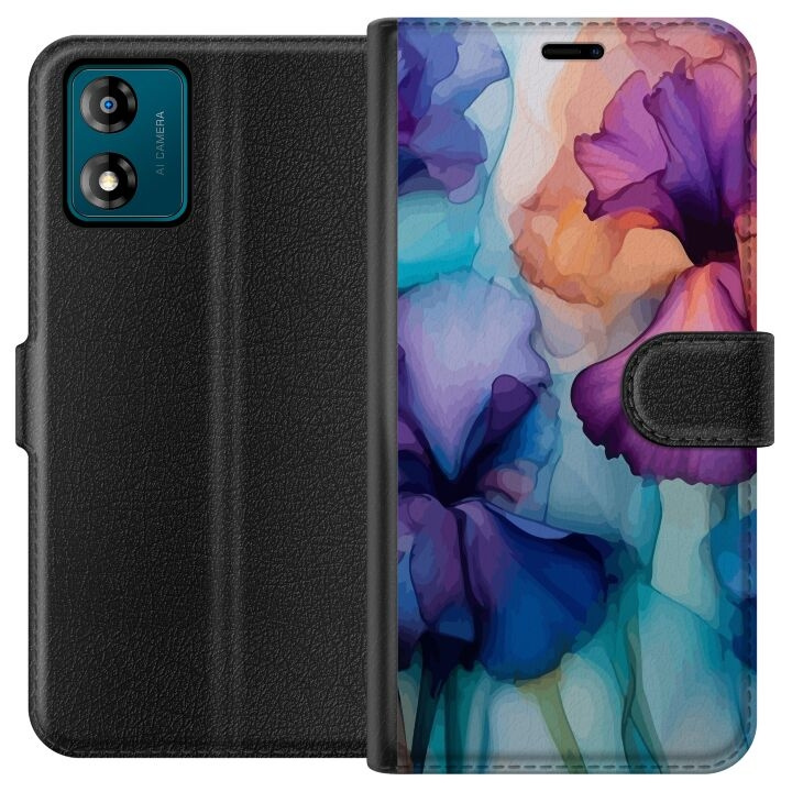 Portemonnee-hoesje voor Motorola Moto E13 met Magische bloemen ontwerp in de groep SMARTPHONE & TABLETS / Mobielbescherming / Motorola bij TP E-commerce Nordic AB (A53966)