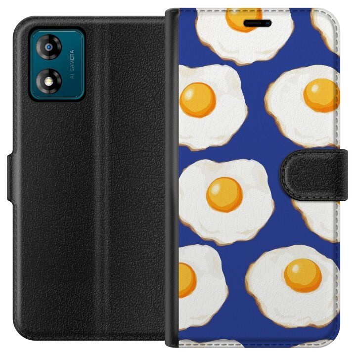 Portemonnee-hoesje voor Motorola Moto E13 met Gebakken eieren ontwerp in de groep SMARTPHONE & TABLETS / Mobielbescherming / Motorola bij TP E-commerce Nordic AB (A53969)