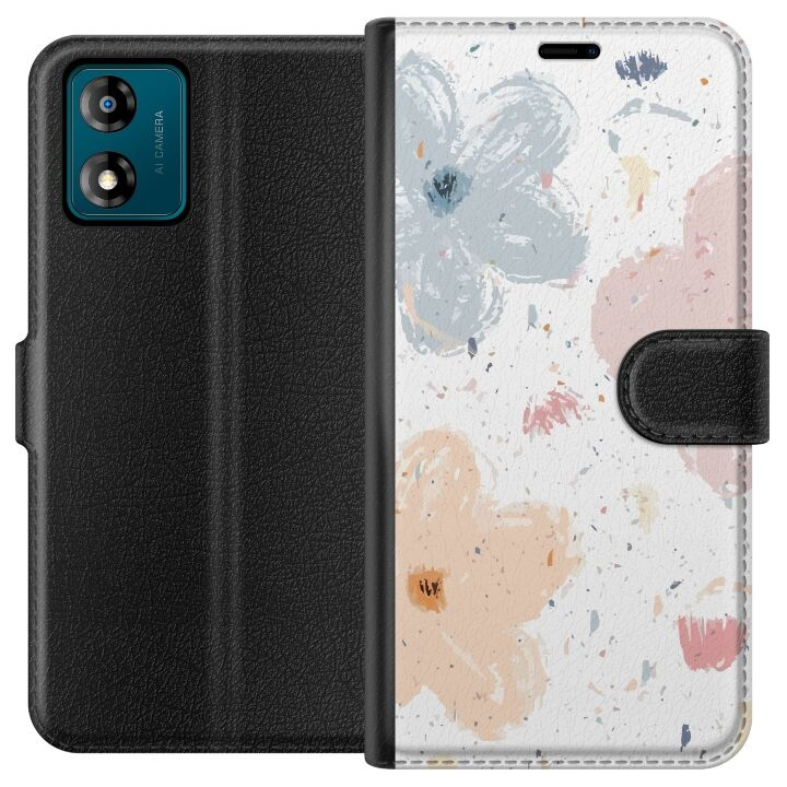 Portemonnee-hoesje voor Motorola Moto E13 met Bloemen ontwerp in de groep SMARTPHONE & TABLETS / Mobielbescherming / Motorola bij TP E-commerce Nordic AB (A53975)