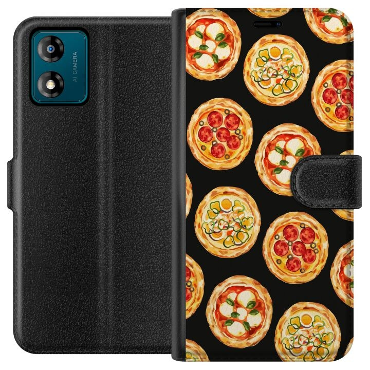 Portemonnee-hoesje voor Motorola Moto E13 met Pizza ontwerp in de groep SMARTPHONE & TABLETS / Mobielbescherming / Motorola bij TP E-commerce Nordic AB (A53976)