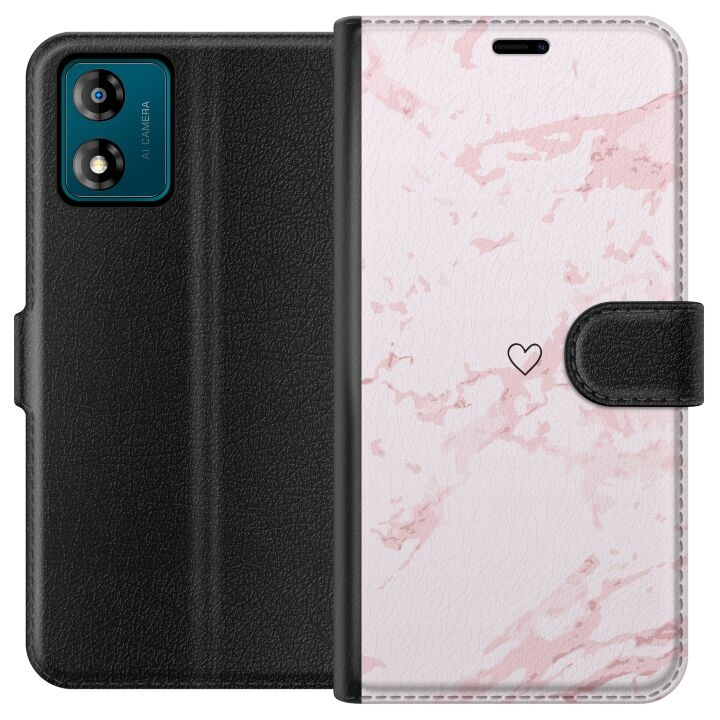 Portemonnee-hoesje voor Motorola Moto E13 met Roze Hart ontwerp in de groep SMARTPHONE & TABLETS / Mobielbescherming / Motorola bij TP E-commerce Nordic AB (A53986)