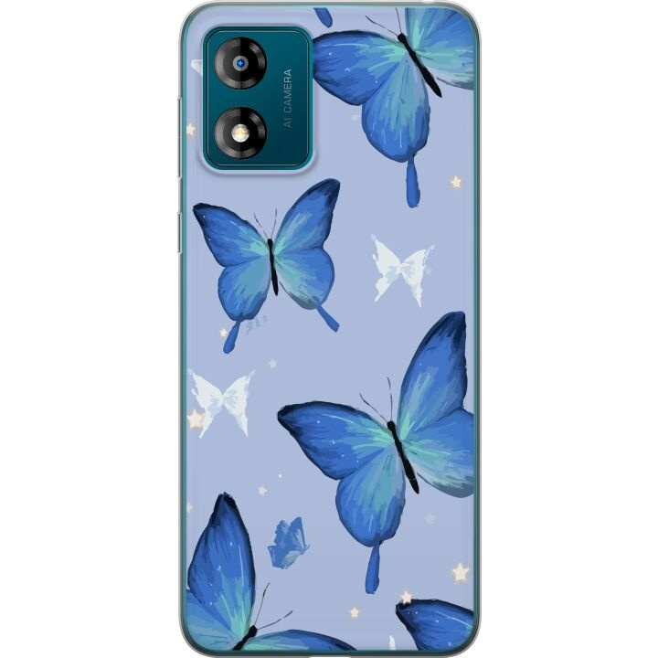 Mobiele hoes voor Motorola Moto E13 met Blauwe vlinders ontwerp in de groep SMARTPHONE & TABLETS / Mobielbescherming / Motorola bij TP E-commerce Nordic AB (A54006)