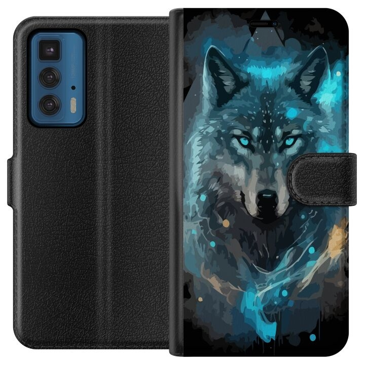 Portemonnee-hoesje voor Motorola Edge 20 Pro met Wolf ontwerp in de groep SMARTPHONE & TABLETS / Mobielbescherming / Motorola bij TP E-commerce Nordic AB (A54049)