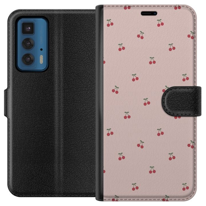 Portemonnee-hoesje voor Motorola Edge 20 Pro met Kersen ontwerp in de groep SMARTPHONE & TABLETS / Mobielbescherming / Motorola bij TP E-commerce Nordic AB (A54051)