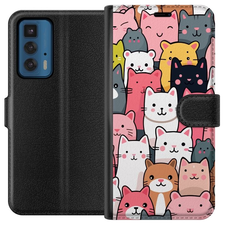 Portemonnee-hoesje voor Motorola Edge 20 Pro met Kattenpatroon ontwerp in de groep SMARTPHONE & TABLETS / Mobielbescherming / Motorola bij TP E-commerce Nordic AB (A54052)