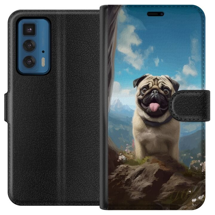 Portemonnee-hoesje voor Motorola Edge 20 Pro met Blije Hond ontwerp in de groep SMARTPHONE & TABLETS / Mobielbescherming / Motorola bij TP E-commerce Nordic AB (A54062)