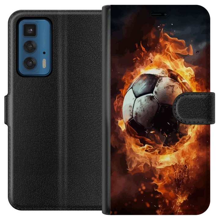 Portemonnee-hoesje voor Motorola Edge 20 Pro met Voetbal ontwerp in de groep SMARTPHONE & TABLETS / Mobielbescherming / Motorola bij TP E-commerce Nordic AB (A54065)