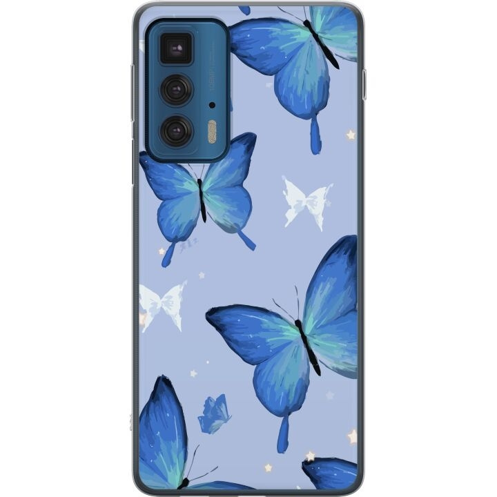 Mobiele hoes voor Motorola Edge 20 Pro met Blauwe vlinders ontwerp in de groep SMARTPHONE & TABLETS / Mobielbescherming / Motorola bij TP E-commerce Nordic AB (A54087)