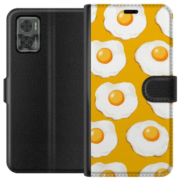 Portemonnee-hoesje voor Motorola Moto E22i met Gebakken ei ontwerp in de groep SMARTPHONE & TABLETS / Mobielbescherming / Motorola bij TP E-commerce Nordic AB (A54127)