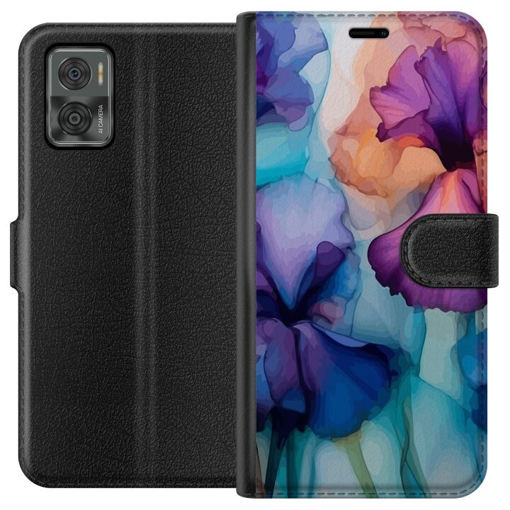 Portemonnee-hoesje voor Motorola Moto E22i met Magische bloemen ontwerp in de groep SMARTPHONE & TABLETS / Mobielbescherming / Motorola bij TP E-commerce Nordic AB (A54128)