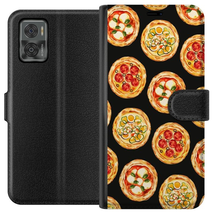 Portemonnee-hoesje voor Motorola Moto E22i met Pizza ontwerp in de groep SMARTPHONE & TABLETS / Mobielbescherming / Motorola bij TP E-commerce Nordic AB (A54138)