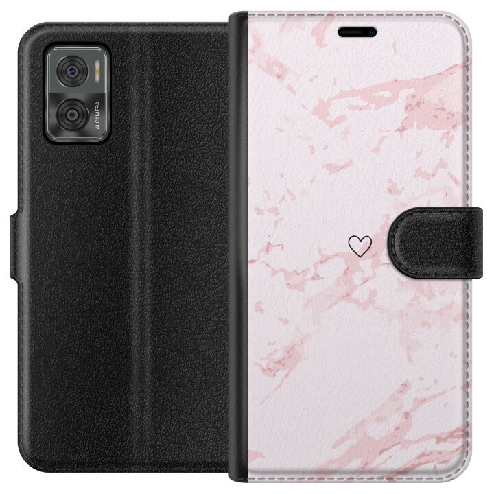 Portemonnee-hoesje voor Motorola Moto E22i met Roze Hart ontwerp in de groep SMARTPHONE & TABLETS / Mobielbescherming / Motorola bij TP E-commerce Nordic AB (A54148)