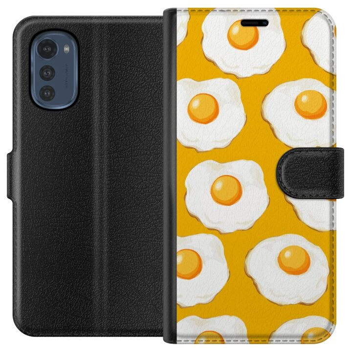 Portemonnee-hoesje voor Motorola Moto E32s met Gebakken ei ontwerp in de groep SMARTPHONE & TABLETS / Mobielbescherming / Motorola bij TP E-commerce Nordic AB (A54235)