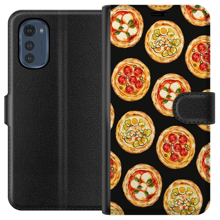 Portemonnee-hoesje voor Motorola Moto E32s met Pizza ontwerp in de groep SMARTPHONE & TABLETS / Mobielbescherming / Motorola bij TP E-commerce Nordic AB (A54246)